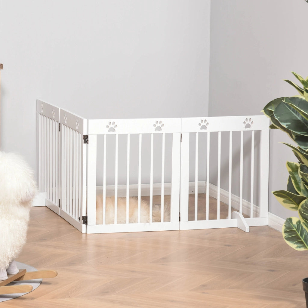Barriera per Cani Pieghevole 4 Pannelli ¨C Minimal ¨C Bianco 204x61 cm