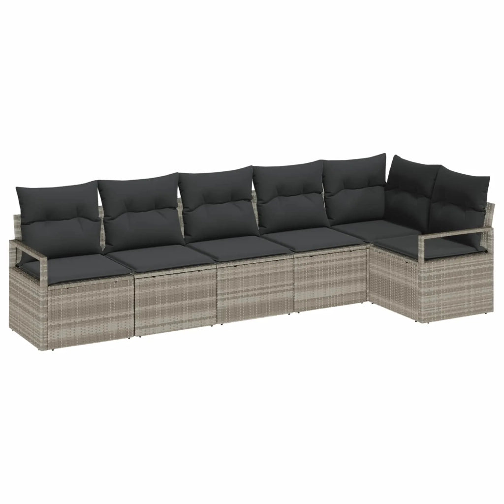 Set di divani 6 pcs Grigio chiaro polyrattan