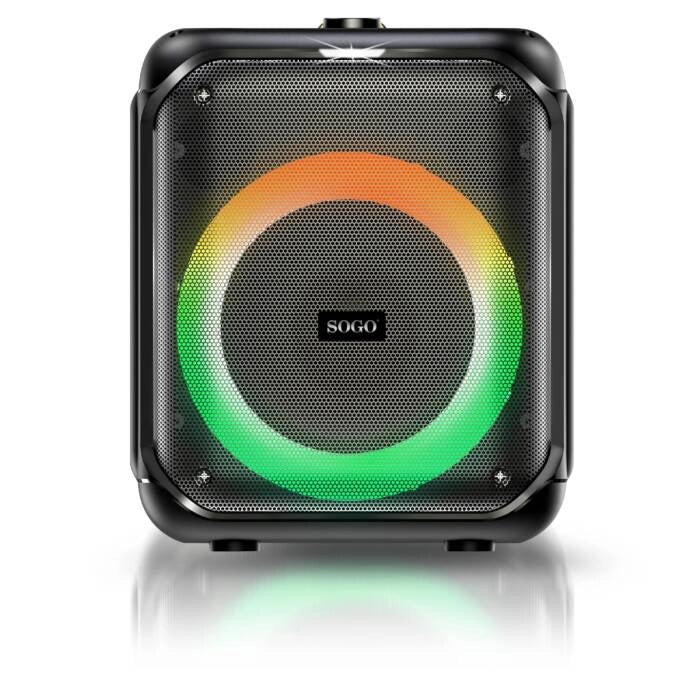 Cassa Bluetooth portatile da 8 pollici con tweeter, 300W PMPO, karaoke, luci LED RGB e radio FM - SOGO