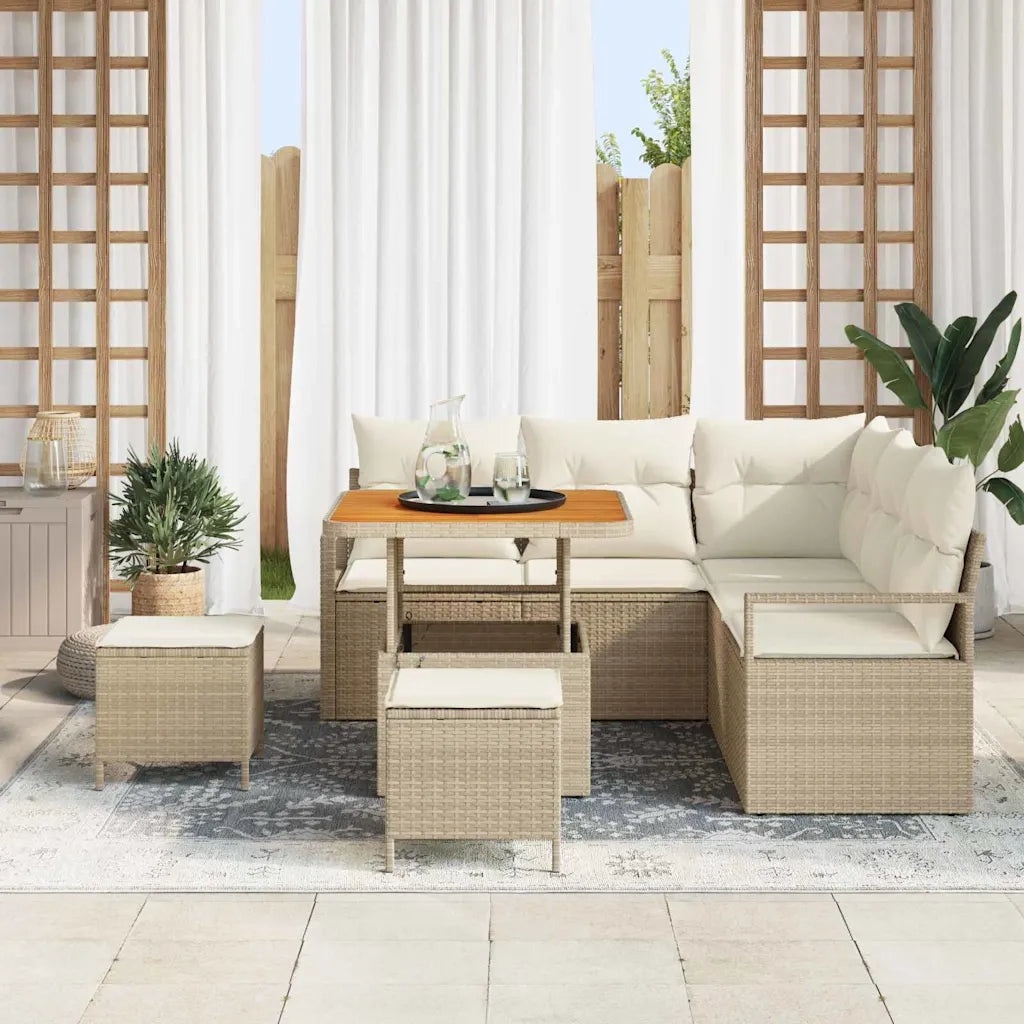 Set Divano da Giardino con cuscino 8 pcs Beige polyrattan 3362521