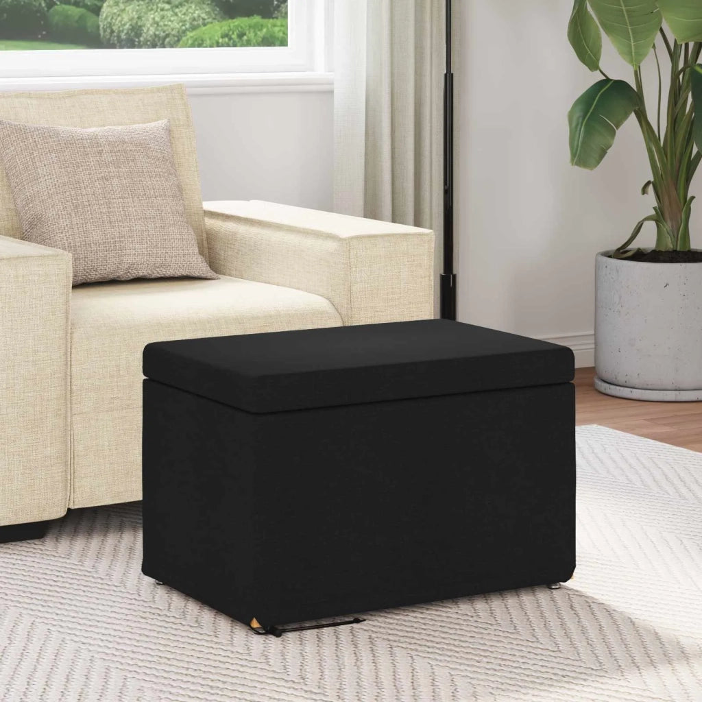 Pouf Nero 61 x 41 x 40 cm Tessuto e Legno Ingegnerizzato 876760