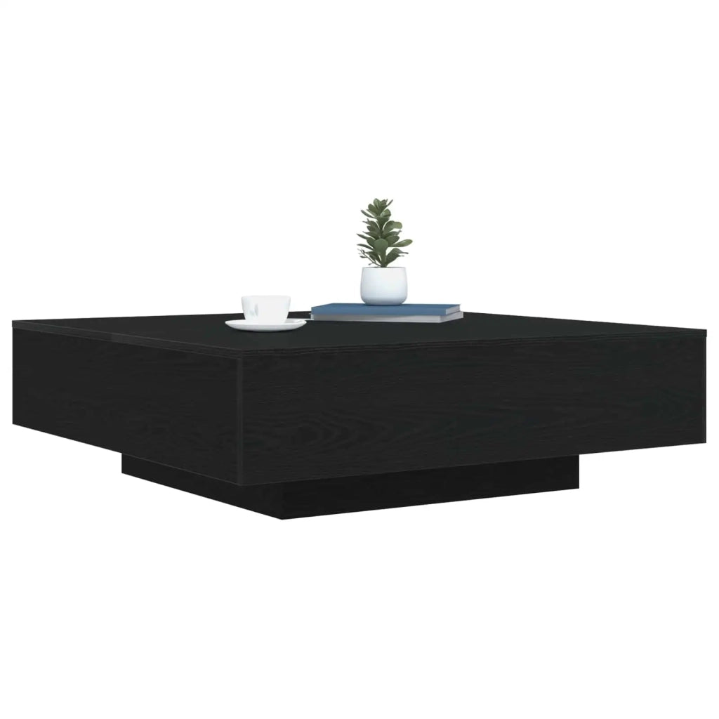 Tavolino da caffè con strisce LED Rovere Nero 100 x 100 x 31 cm 863008