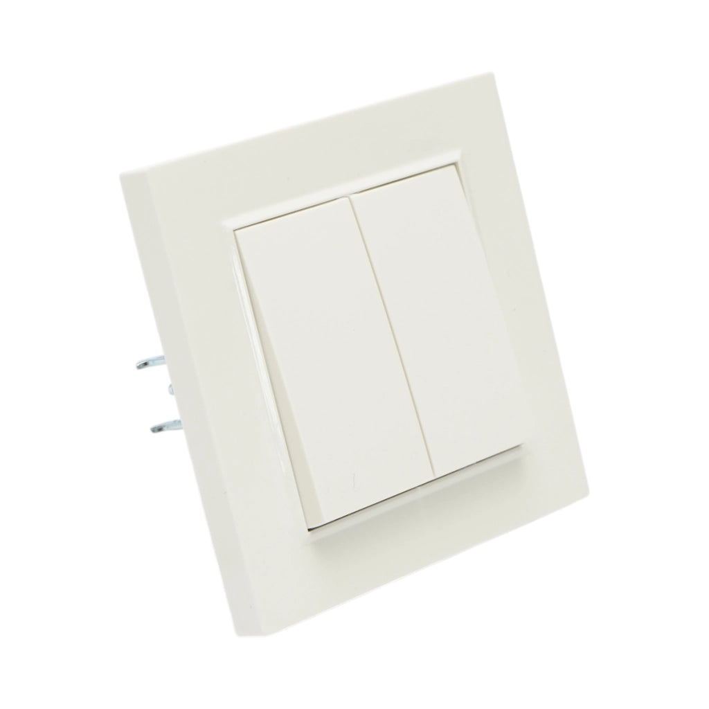 Interruttore doppio, bianco, da incasso, 220V, 10AX, ABS 80x80mm