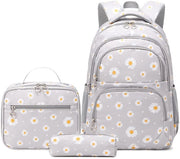 Set di borse per la scuola - 3 pezzi - Impermeabile - Borsa per il pranzo - Tasca per penne - Materiale nylon - Leggero