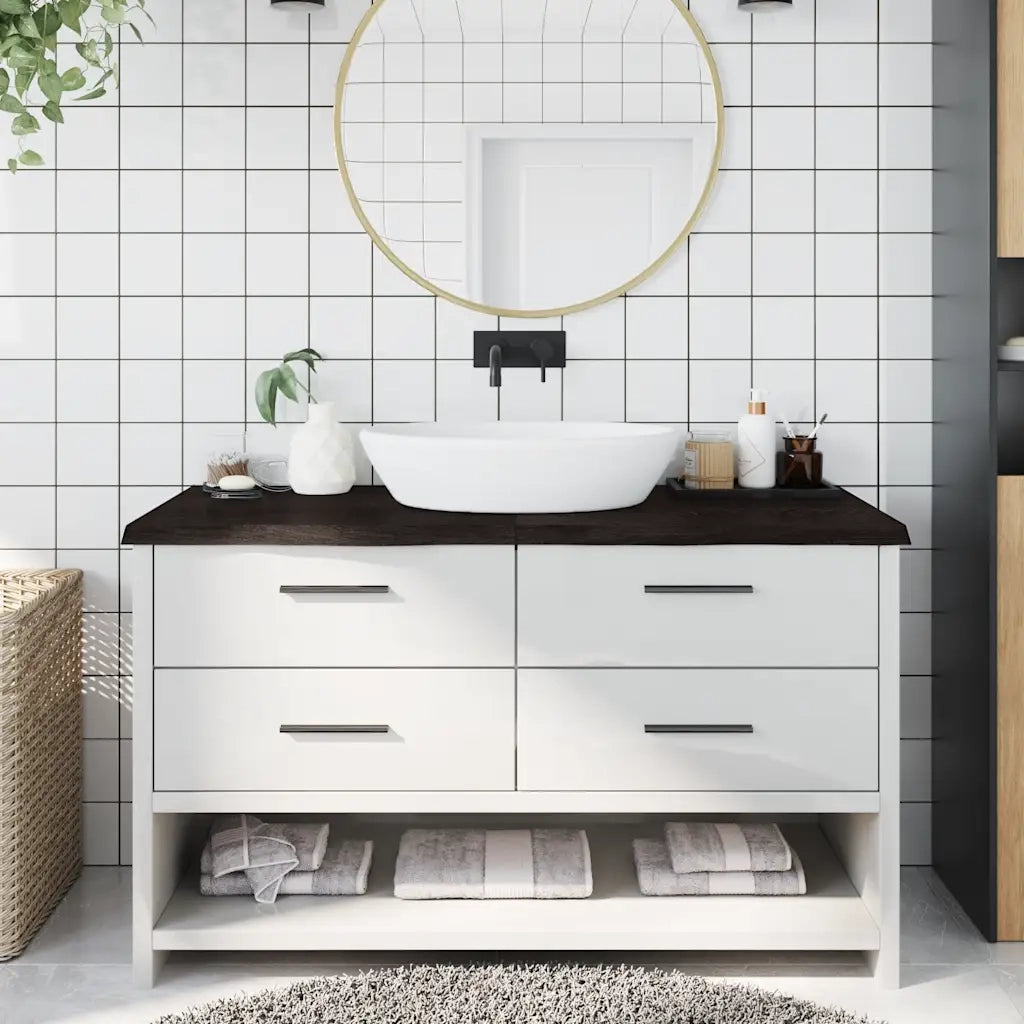 Piano Bagno Marrone Scuro 140x60x(2-4)cm Legno Trattato 3156247