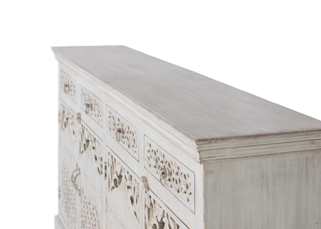 Credenza con 4 ante e 4 cassetti in legno di mango