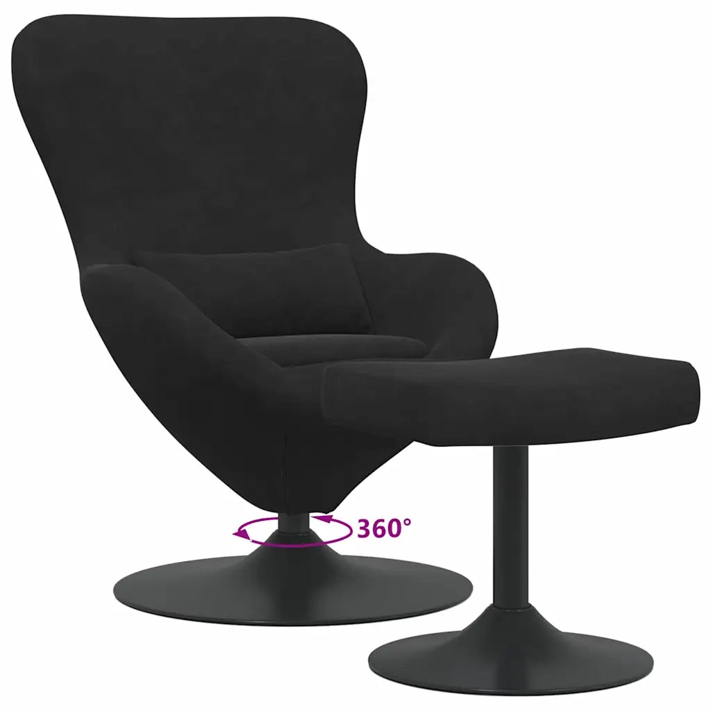 Poltrona | Sedia Egg con Pouf Nero Velluto