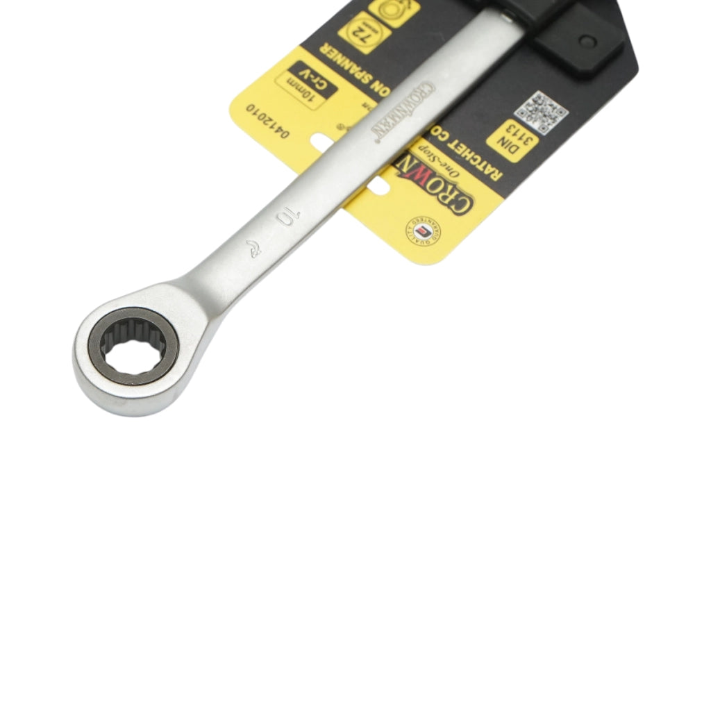 Chiave combinata Crownman da 10 mm in acciaio Cr-V con cricchetto