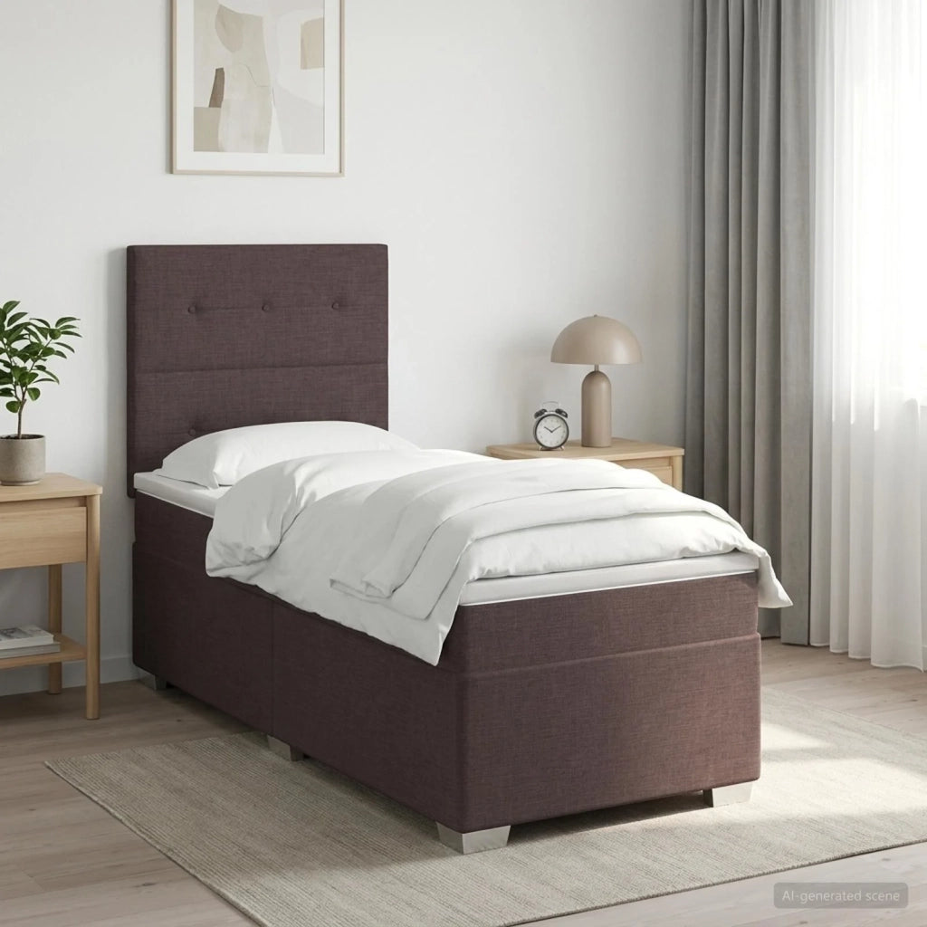 Letto box spring con materasso Marrone Scuro 80 x 200 cm 3453279