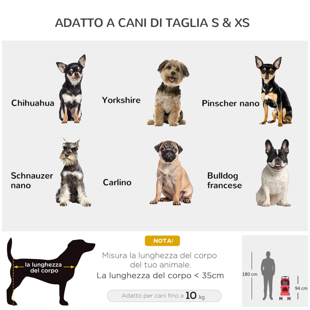 Carrozzina Pieghevole per Cani ¨C Minimal ¨C Rosso, 10 kg
