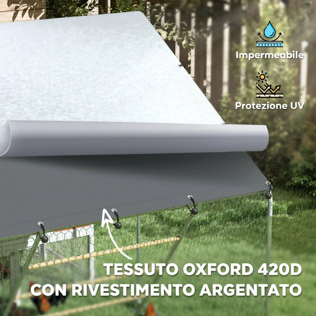 Recinto per Galline da Giardino ¨C zephmum ¨C Argento 3x2x1.9m