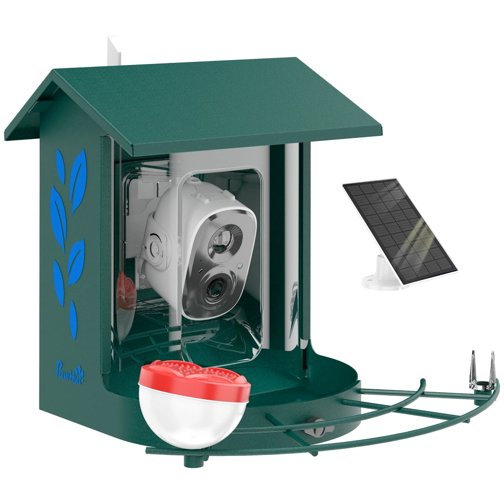 Mangiatoia per uccelli con videocamera 2K ¨C Minimal ¨C 30x34,5x26,3 cm verde