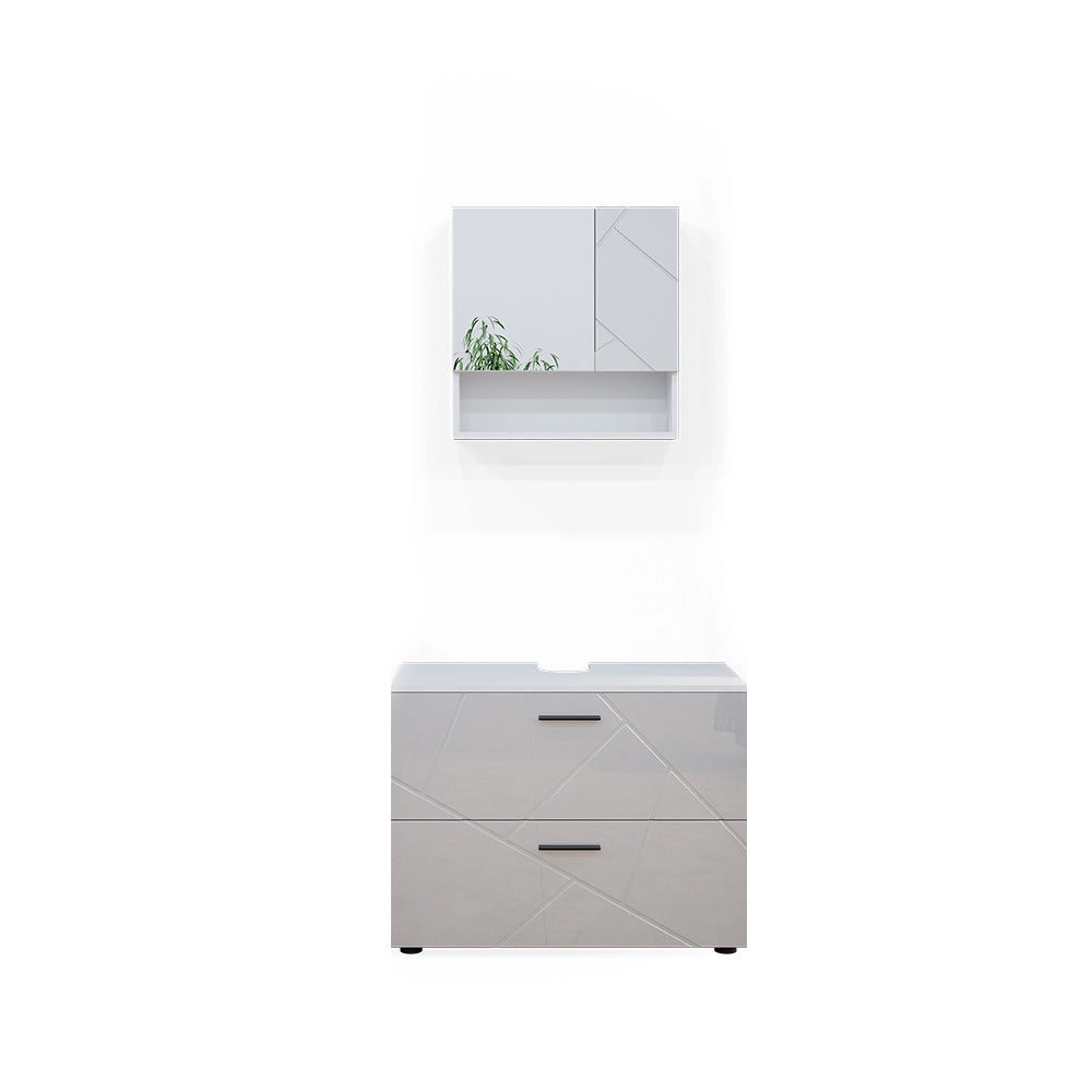 Vicco Set mobili bagno Bianco lucido 2 parti