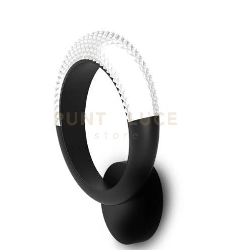 MILEY-A N Applique colore nero led anello luminoso diffusore acrilico 12W dimmerabile SDD 2800 - 5000k