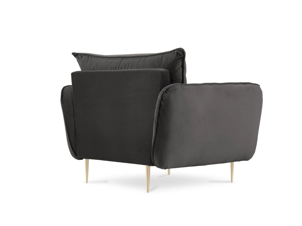 Cosmopolitan Design - Poltrona "Vienna" in velluto grigio scuro 