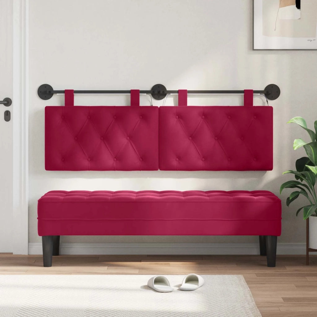 Testiera sospesa Con luce LED Rosso Vino Velluto 3424642