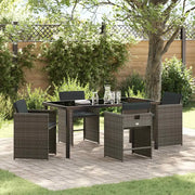 Set da Pranzo per Giardino 5 pcs Grigio polyrattan