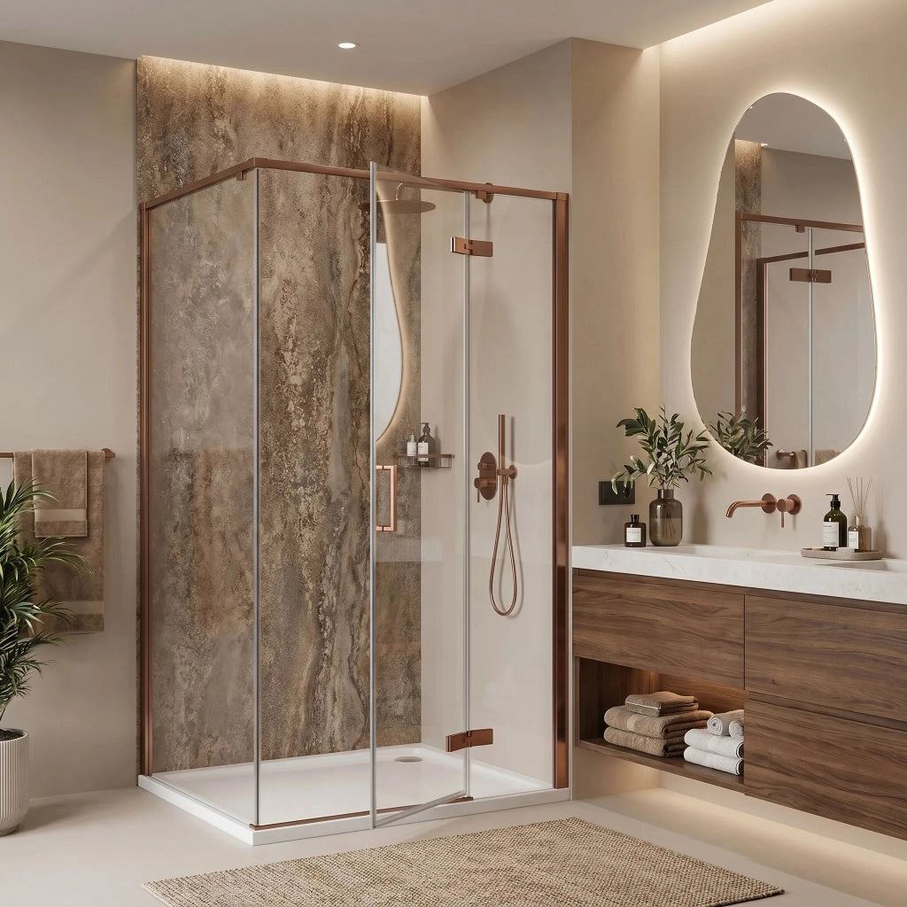 Cabina Doccia Rea Bruno 100x80 Brush Copper
