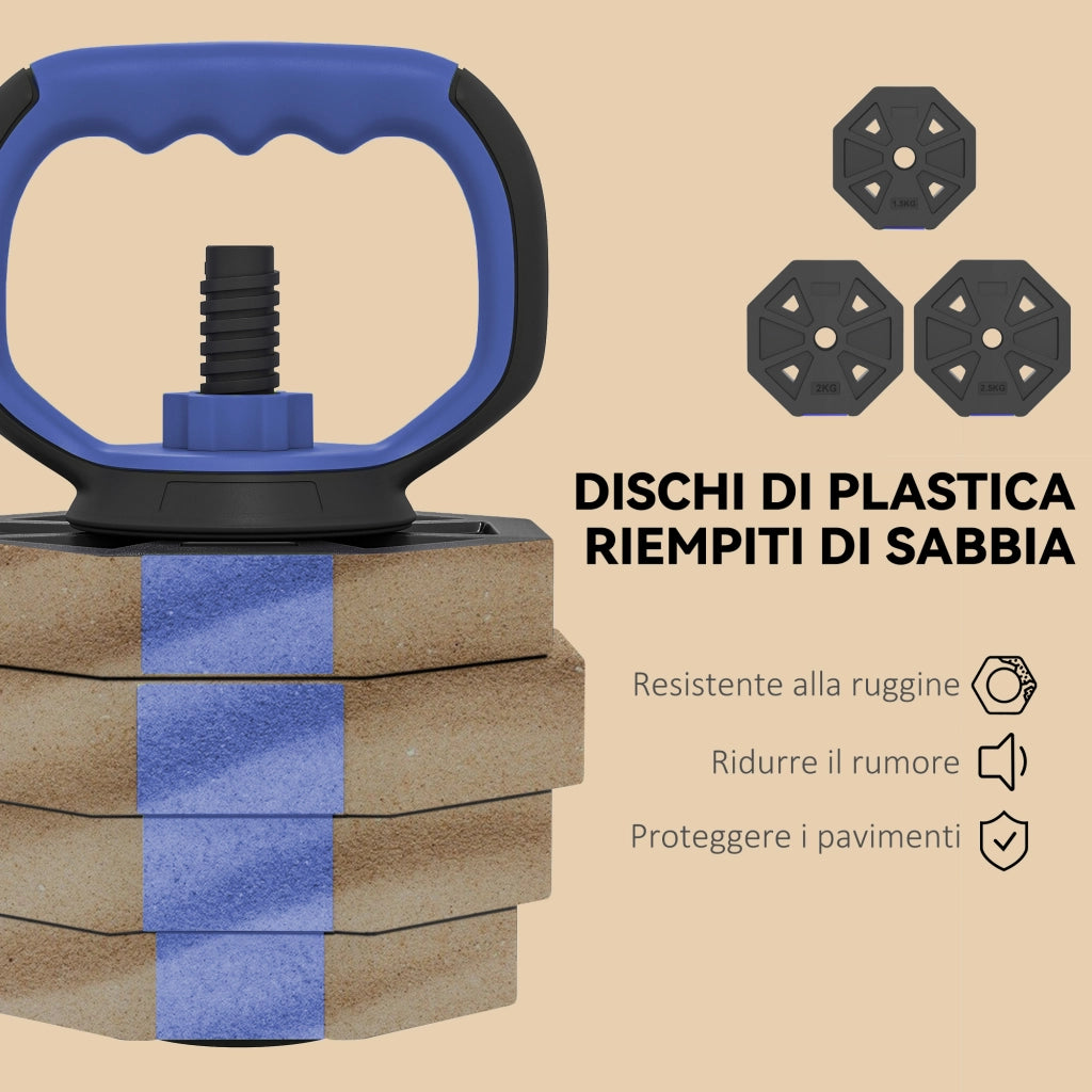 Set di Pesi da Palestra 6 in 1 ¨C Minimal ¨C Blu, Plastica e Sabbia