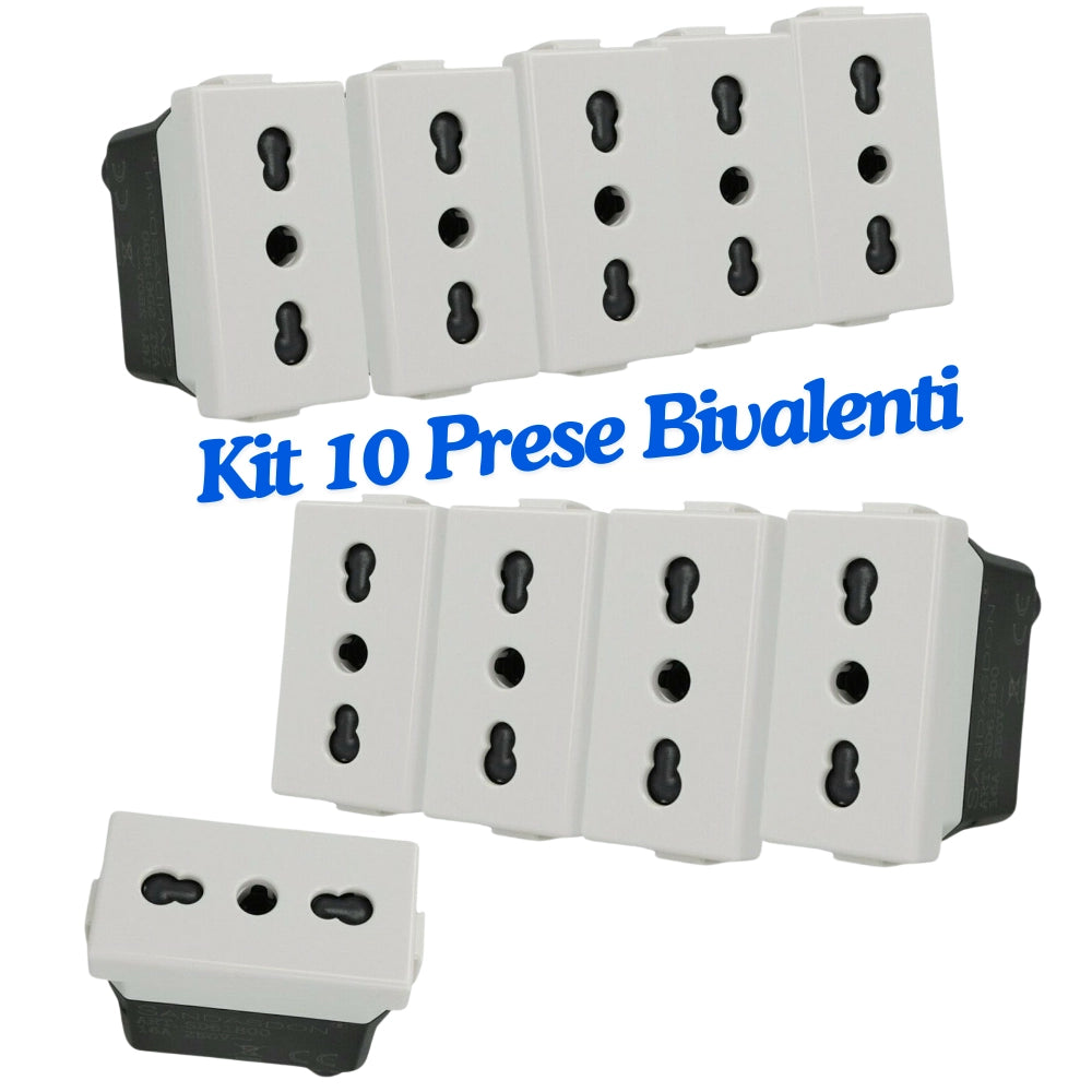 Biesse kit presa bipasso 2p+t 10/16a 250v compatibile bticino matrix am5180 *** numero pezzi 10, confezione 1
