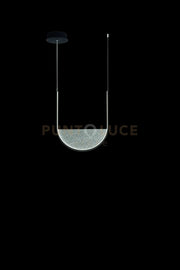 SOSPENSIONE LOTUS NERO CON VETRO FUME' L.53CM A LED 3000K 2488M 34W DIMMERABILE