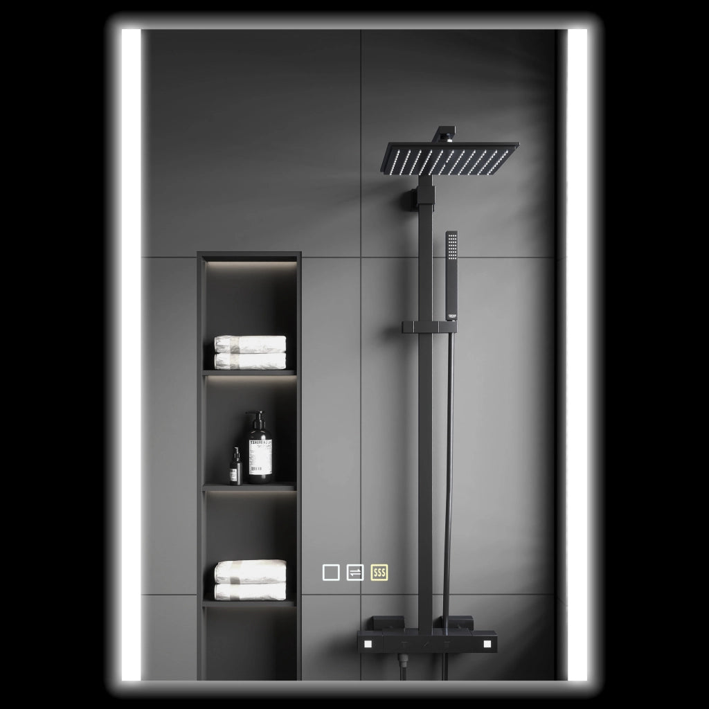 Specchio da Bagno con Luce LED ¨C zephmum ¨C Argento 70x50x3 cm
