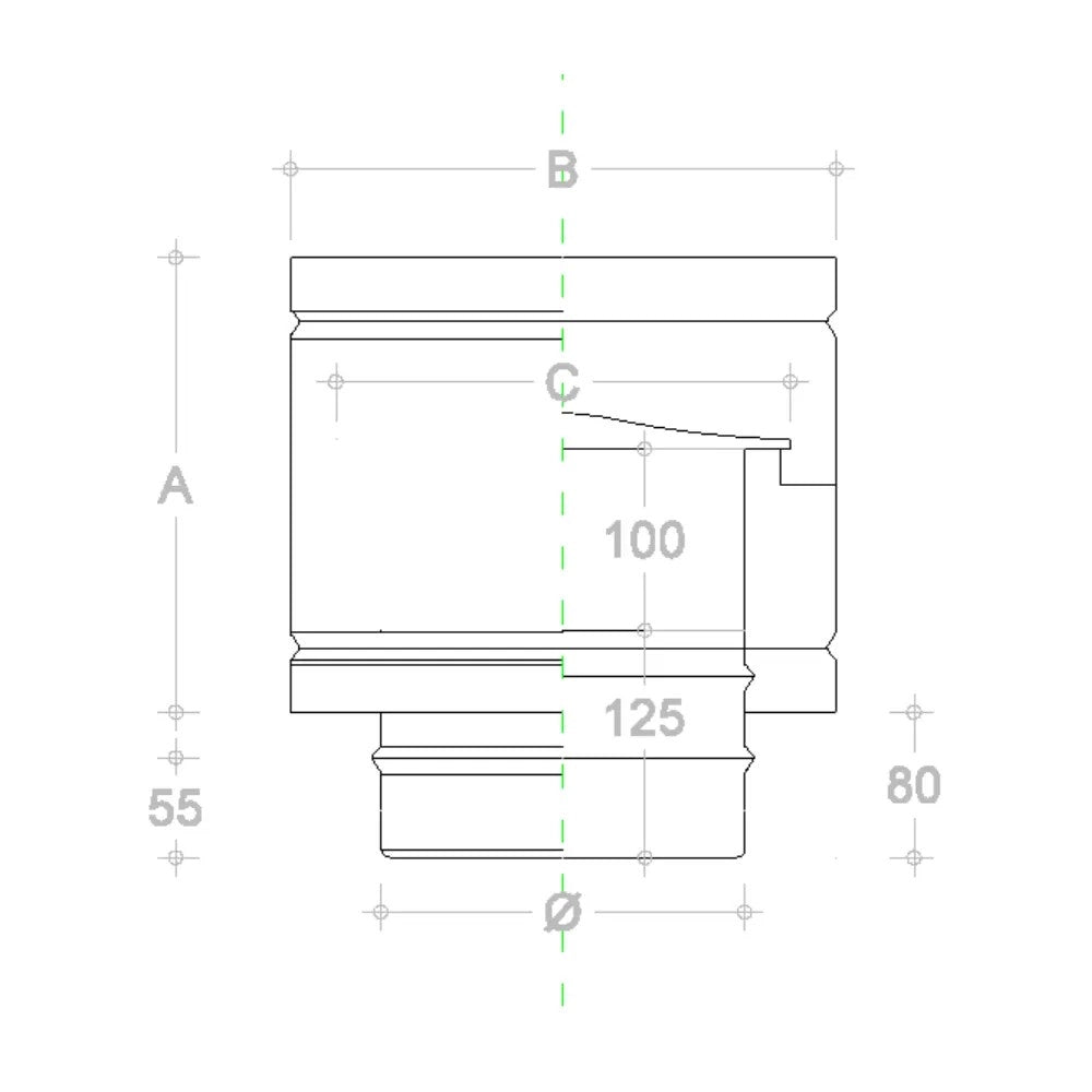 Fumaiolo da 220mm terminale tipo botte 4 venti di rame base tonda m maschio