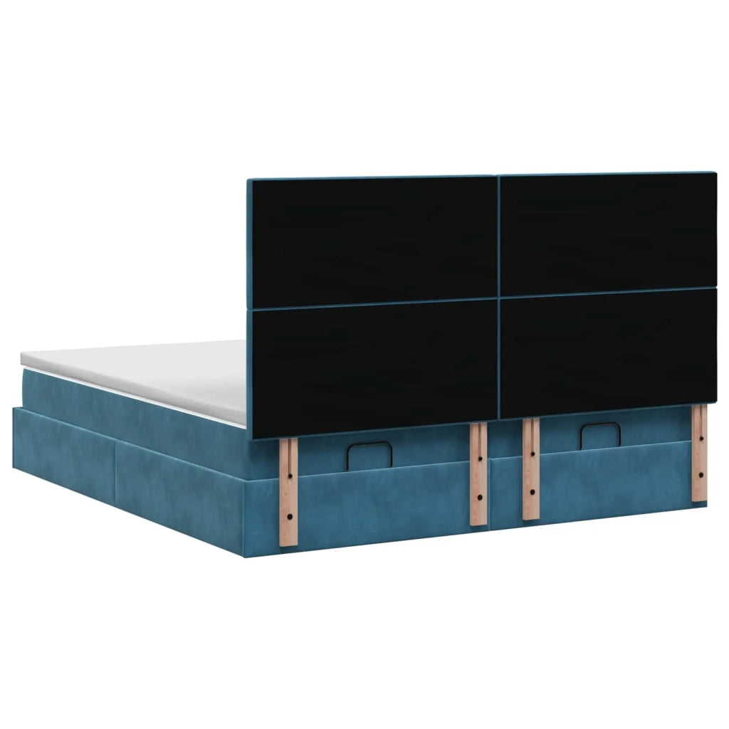 Letto ottomano con materasso 2 pz Blu Scuro Velluto 3457942