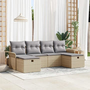 Set Divano da Giardino con cuscino 6 pcs Beige Poly Rattan 3360251
