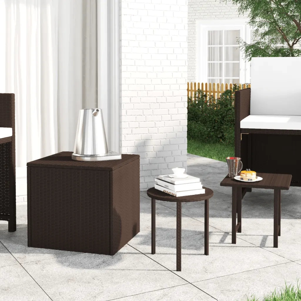 Tavolini da Giardino 3 pz Marroni in Polyrattan 3324832