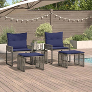 Set di Mobili da Esterno 11 pcs Grigio e Blu Navy polyrattan 42025154