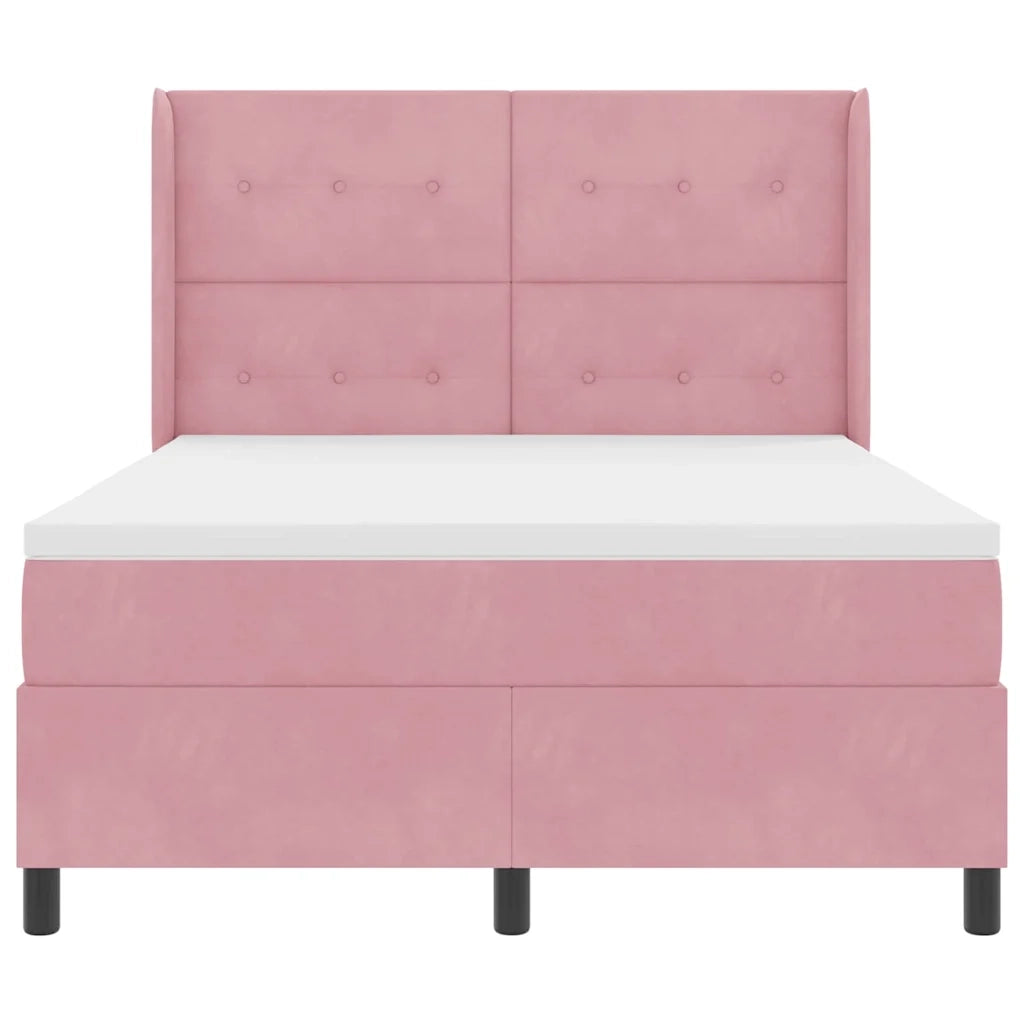 Letto a molle con strisce LED Rosa 140 x 200 cm Velluto 3343873