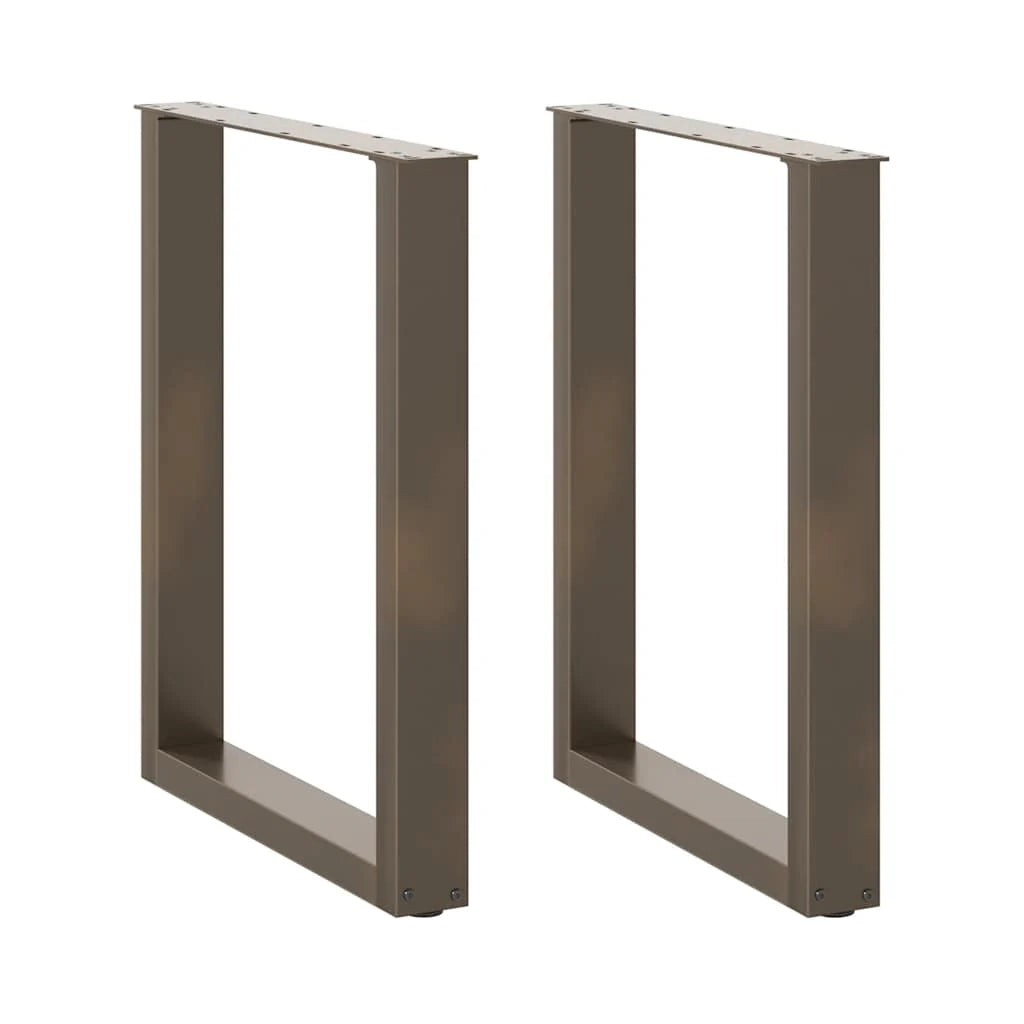 Set di 2 gambe per tavolo da pranzo a forma di U 70 x 72-73 cm design moderno con piedini regolabili acciaio naturale 02_0057427