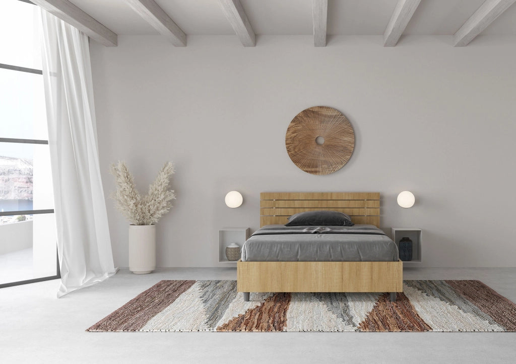 BS COM Letto una piazza e mezza con rete 120x200 testata dritta con doghe quercia