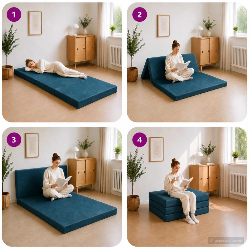 Divano Letto Pieghevole 80 x 67 x 45 cm Blu 900178