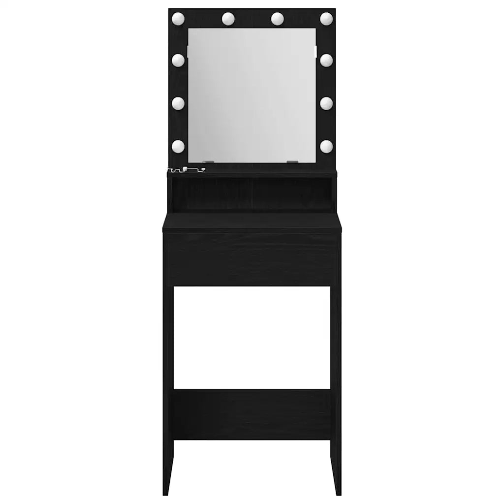 Toeletta | Tavolo da Trucco Rovere Nero 50 x 41 x 135 cm Legno multistrato