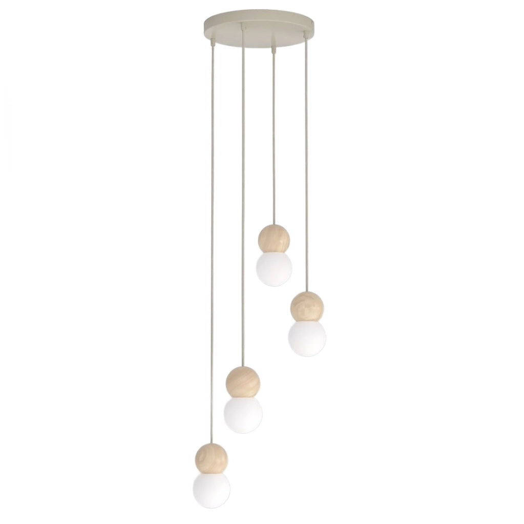 Lampada sospesa LOOP 4xG9 legno vetro beige bianco Emibig