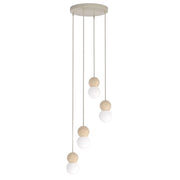 Lampada sospesa LOOP 4xG9 legno vetro beige bianco Emibig