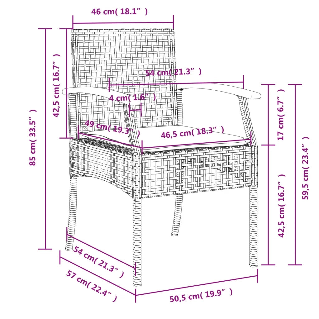 Set da Pranzo da Giardino 5 pz con Cuscini in Polyrattan Grigio 3213612