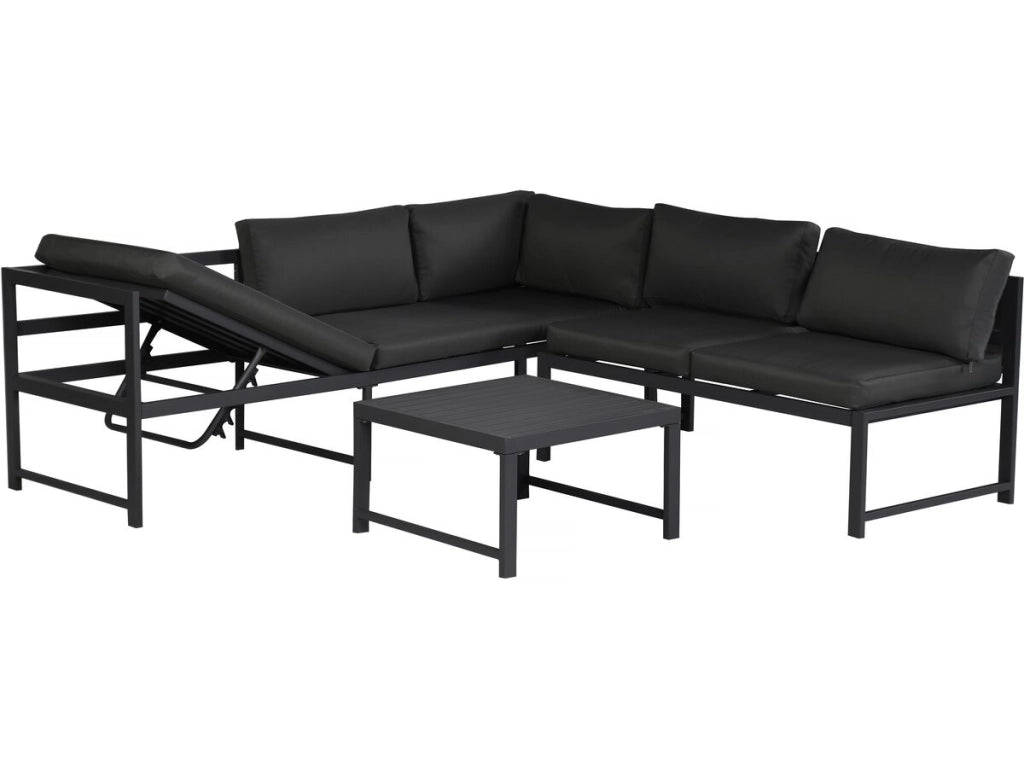 Set di mobili da giardino in metallo "Etna" - 6 posti - Grigio