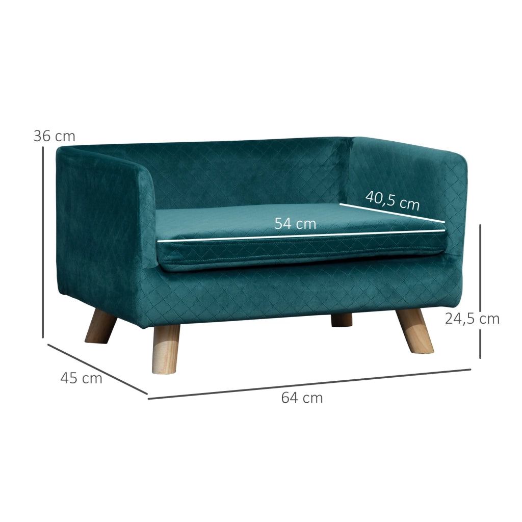 Letto per cani con cuscino ¨C Zephmum ¨C Velluto blu 64x45x36 cm