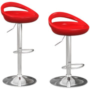 Set 2 Sgabelli da Bar Altezza Regolabile Seduta in ABS Rosso