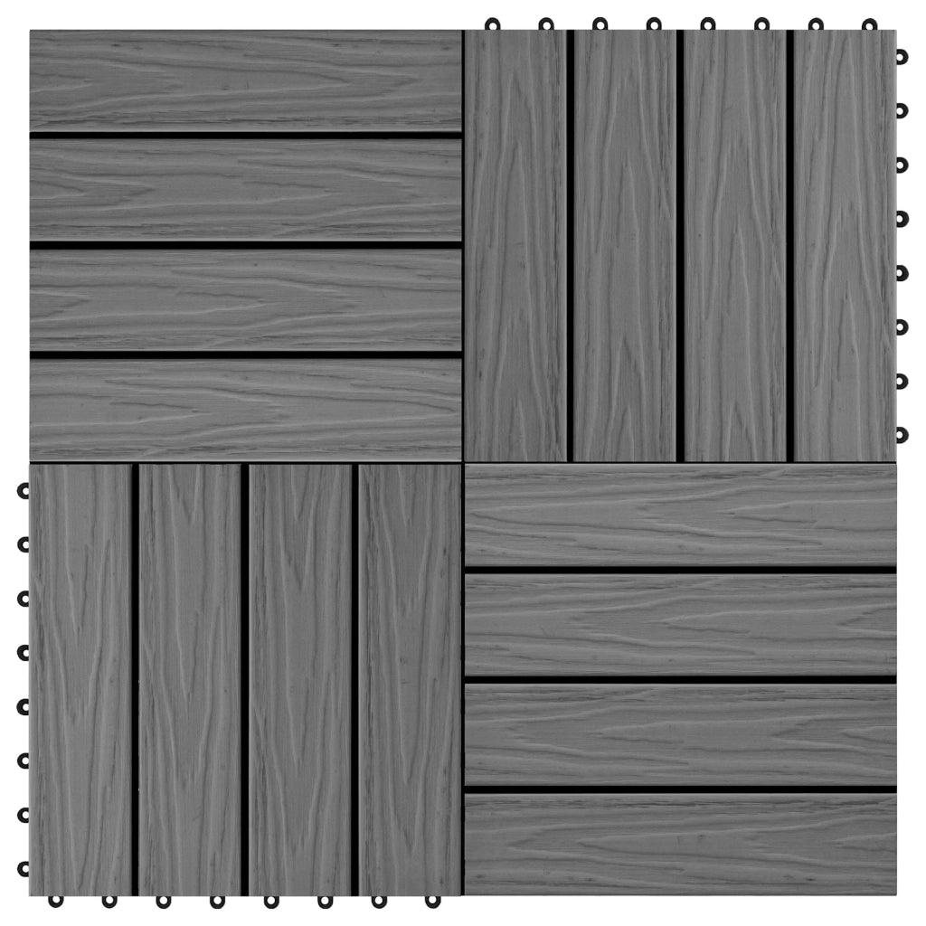 Piastrella per Decking Design 3D 11 pcs Grigio 30 x 30 cm WPC 42046680