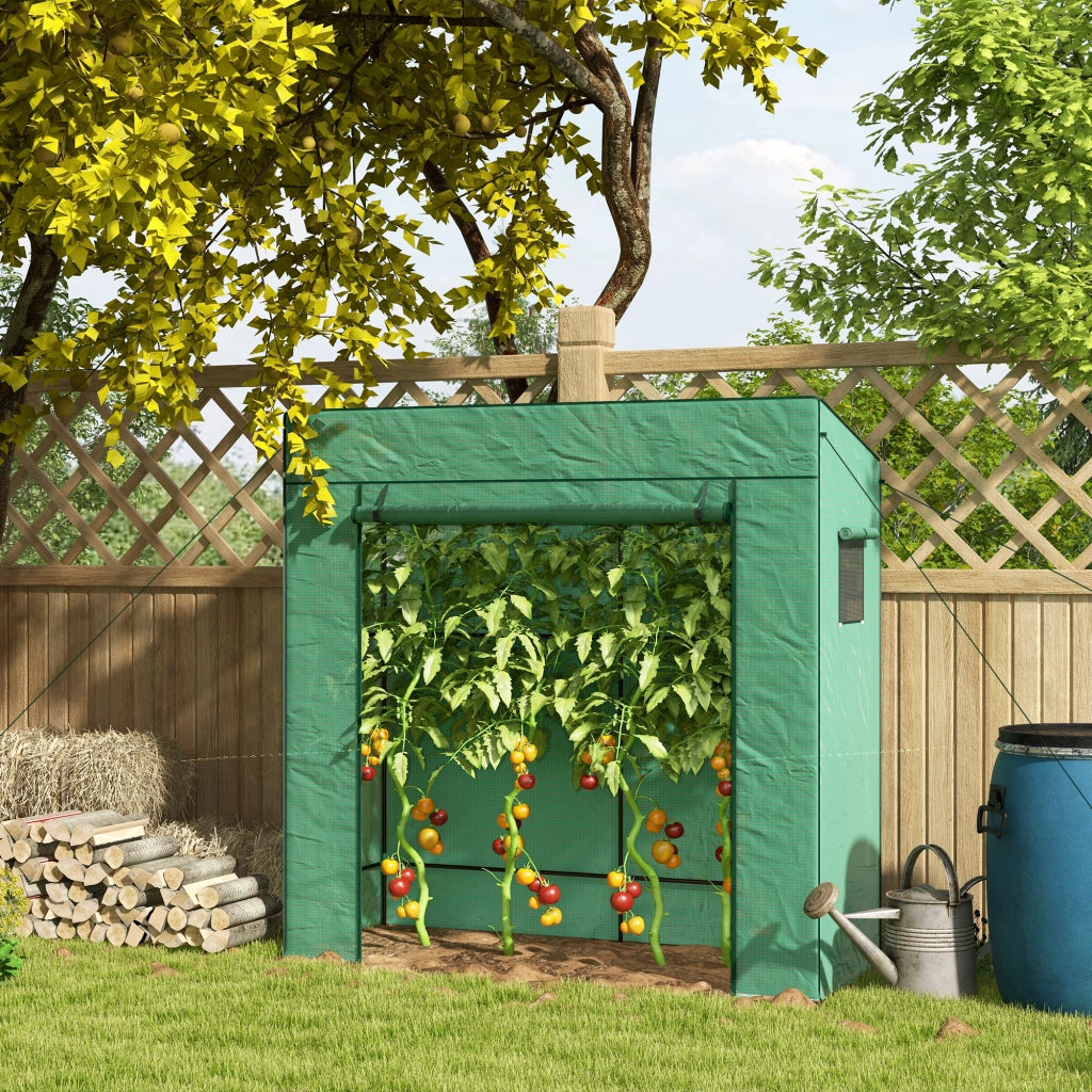 Serra da Giardino con 2 Finestre a Rete e Ingresso Avvolgibile ¨C Xylo ¨C PE e Acciaio 196x77x197 cm Verde