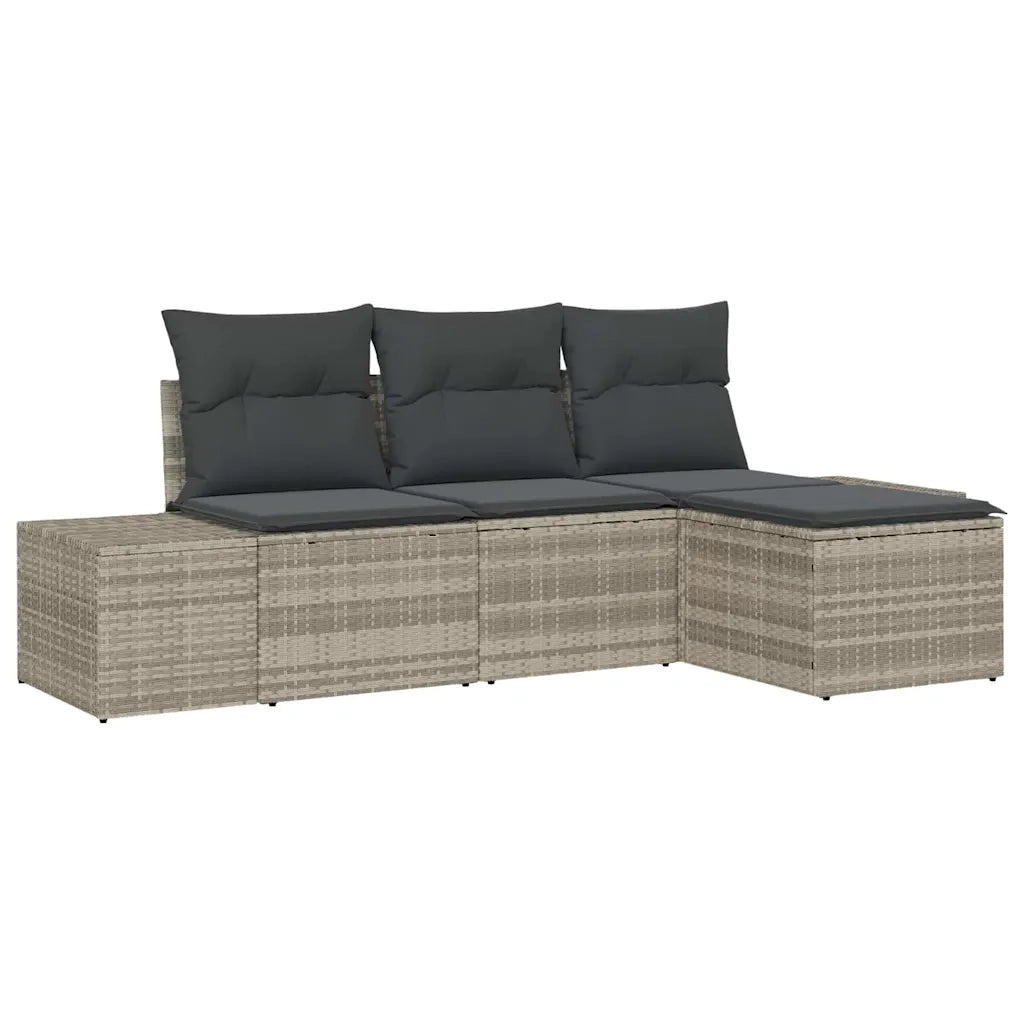 Set Divano da Giardino 4 pcs Grigio chiaro polyrattan 3355681