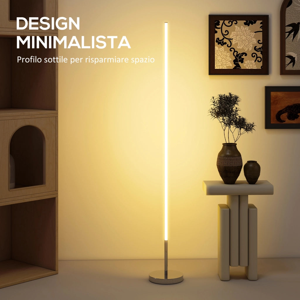 Lampada da Terra LED ¨C Minimal ¨C Argento 150 cm