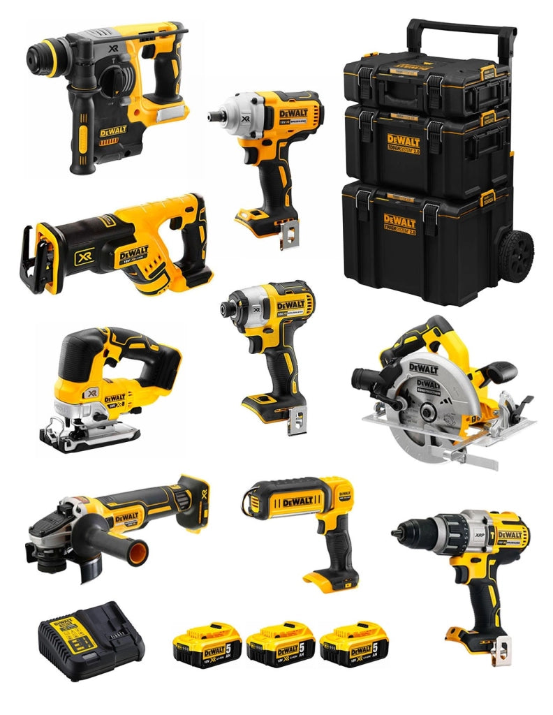 DeWALT Kit DWK901 (DCD996 + DCH273 + DCG405 + DCF887 + DCF894 + DCS334 + DCS570 + DCS367 + DCL050+ 3x5,0Ah +DCB115 + Caddy 3en1)