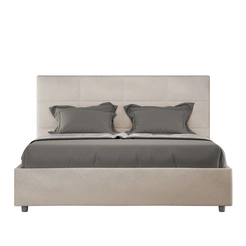 ityhome Letto matrimoniale king size con rete imbottito 170x200 microfibra sabbia Mika
