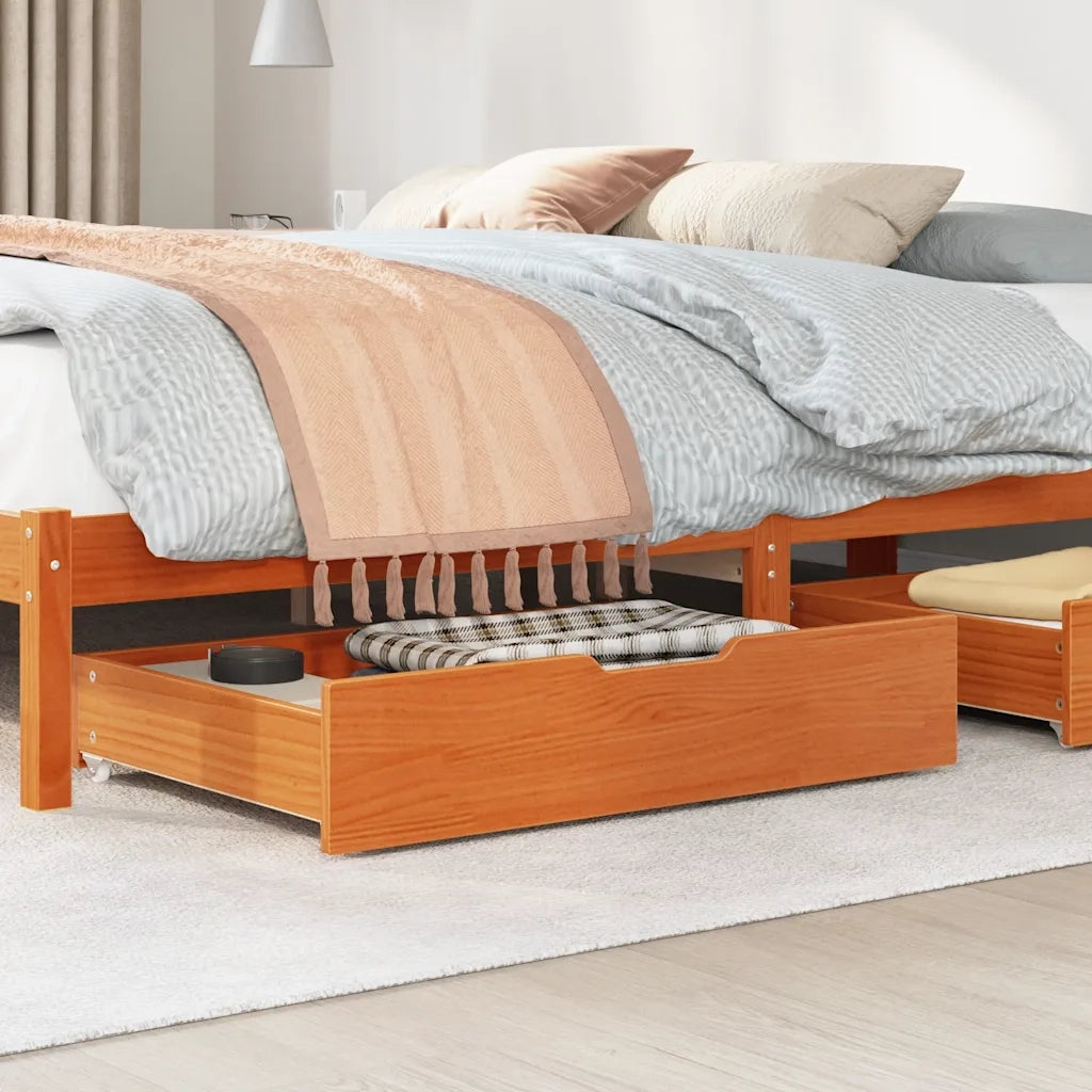 Cassettoni per Letto 2 pz Marrone Cera 80x55x17 cm Legno di Pino CFW5567511