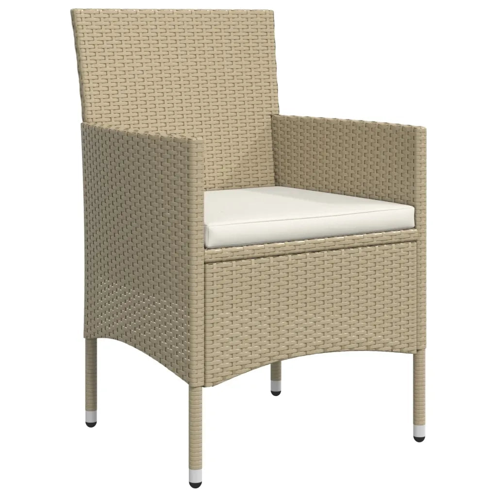 Set da Pranzo da Giardino 7 pz con Cuscini Beige e Nero 3156625